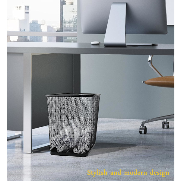 Mesh søppelbøtte, firkantet, 6 gallon, svart, 2-pakning