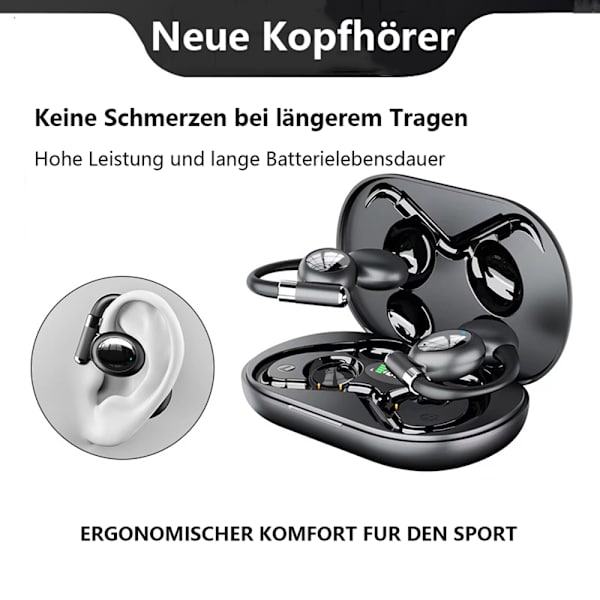 Avoimet korvanapit Langaton Bluetooth 5.3, Sisäänrakennettu Mikrofoni Korvakoukuilla, Vedenkestävä Urheilukorvanapit Androidille/iPhoneille