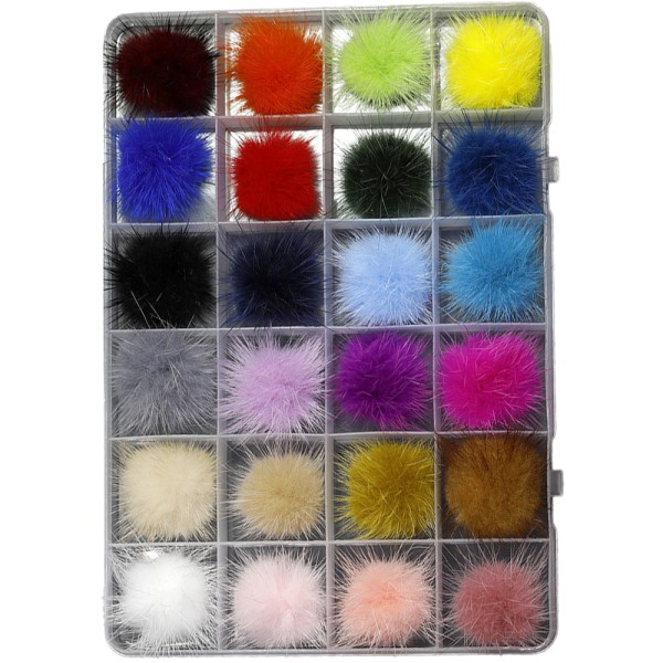 24 stk Magnetiske Fluffy Negleballer | Avtagbare 3D Negledekorasjonsballer