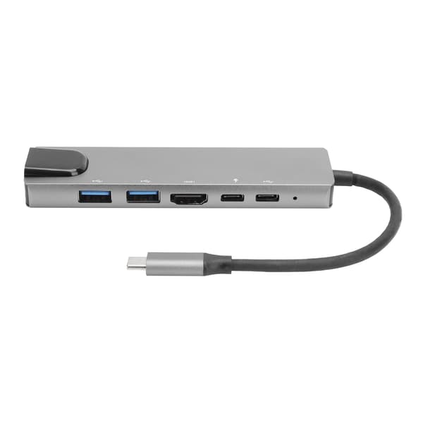 6 i 1 Type-C Dockingstasjon Type-C til PD/HDMI/RJ45/USB3.0 Kabeladapter Konverter