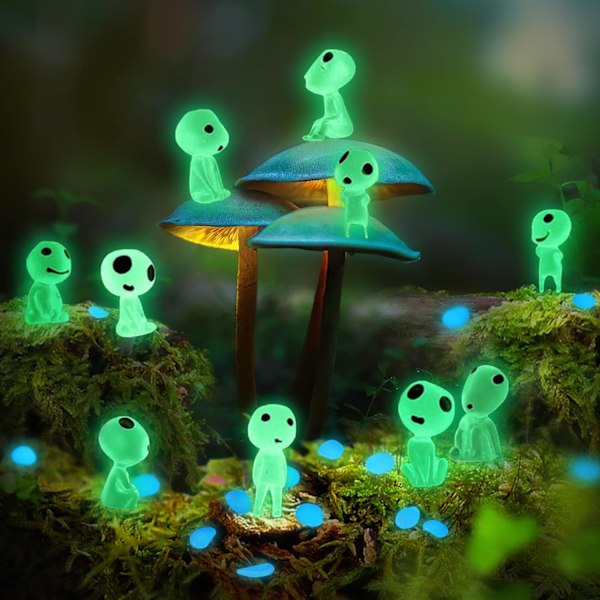 Fairy Garden Tillbehörsset, Självlysande Spökträdälvor för Utomhus Uteplats Gräsmatta Gård Dekoration, Mikro Landskap Lysande i Mörker Hartsfigurer