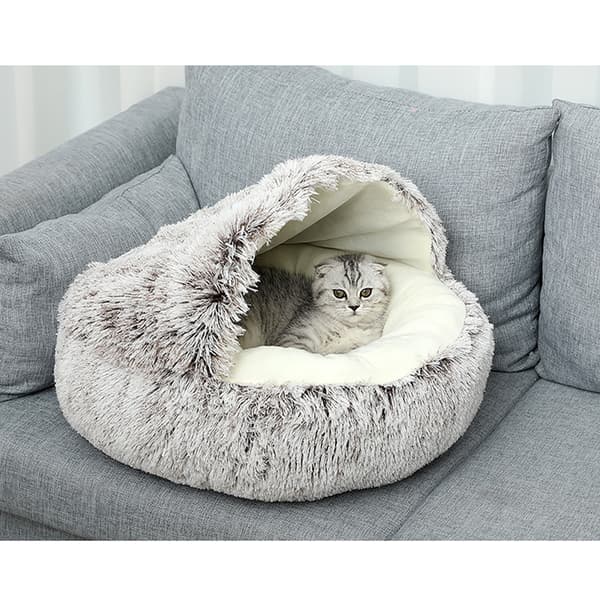 Varmt vinterrede for kjæledyr, semi-lukket, 40 cm, gradient kaffefarge, kort lugg