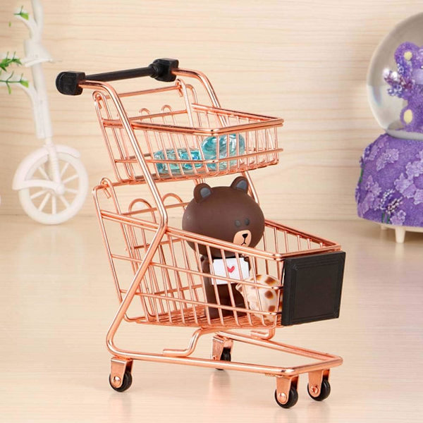 Mini Metal Shopping Cart Supermarket Handcart Trolley, Table Off