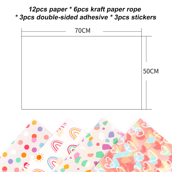 Lahjakäärepaperi Syntymäpäivä, Sateenkaari Pinkki Taitettu Lahjakääresetti
