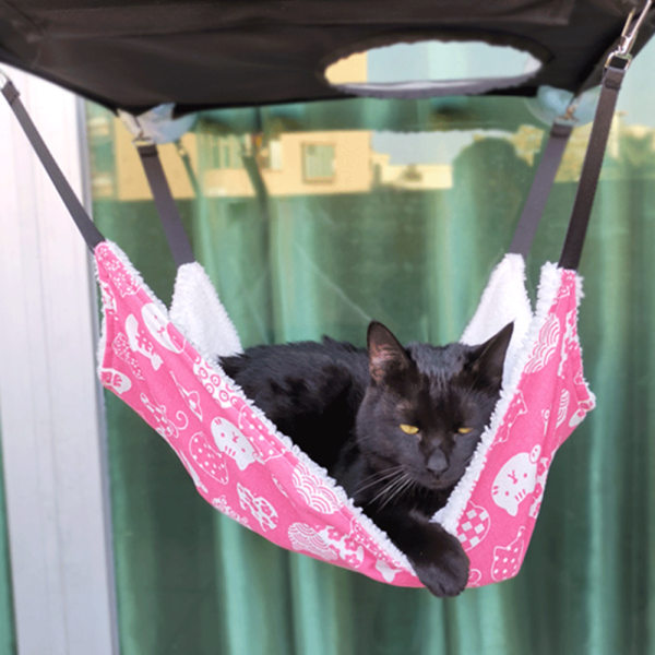 Hengekøye for katt, grå firkantet (fleece), myk og behagelig