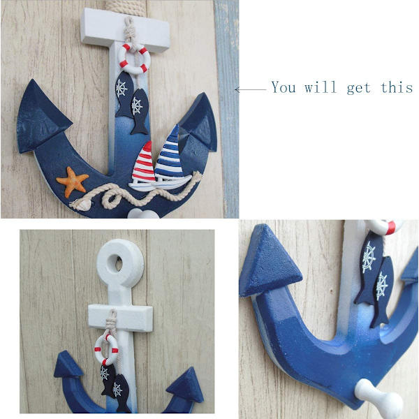 28cm Tredekorasjon Anker, Nautisk Stil, Middelhavsdesign