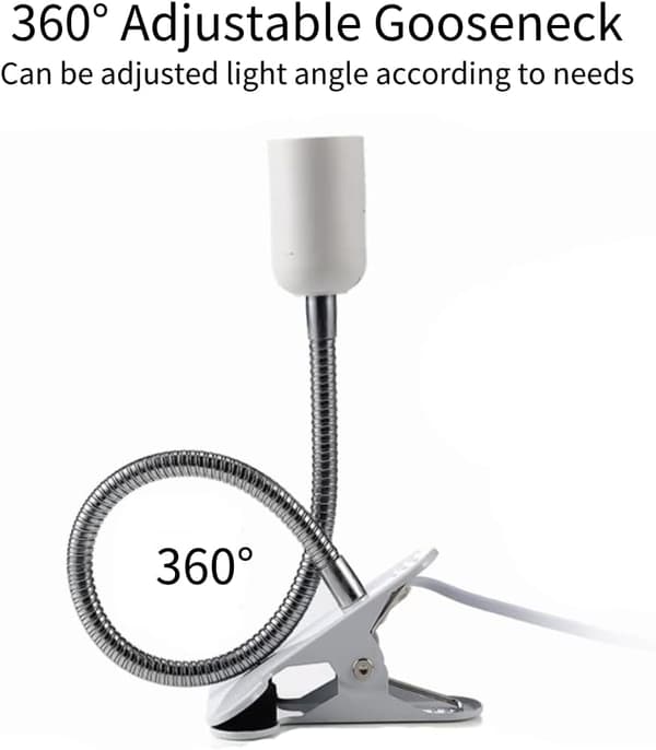E27 LED Lampebase, 400mm Svanehals Lampeholderbase, E27 Gjenget