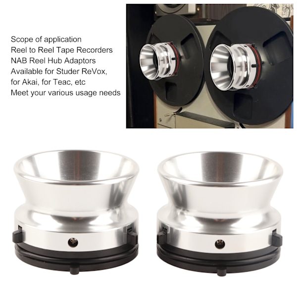 1 Par NAB Hub Adaptere Professionelt Poleret Aluminium Legering 10 Tommer Åbner til Studer ReVox til Akai til Teac Sølv
