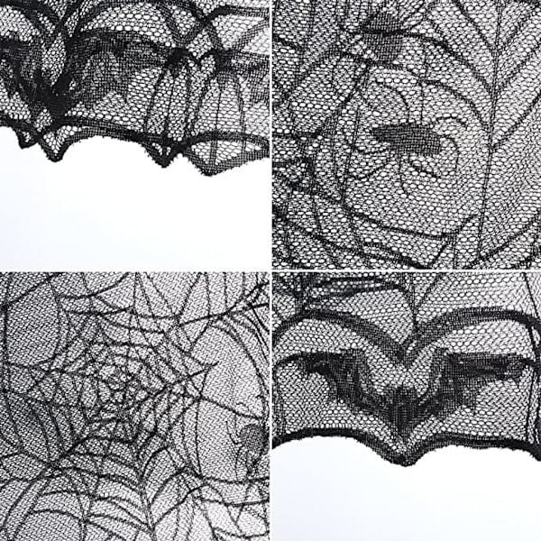 Halloween Bordløper Bordduk Edderkoppnett Blad Dekor Skummel