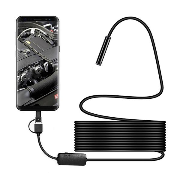 Endoskop, 5M Vandtæt Android OTG HD Videokamera med Sikkerhedskabel 6 LED Lys til Samsung Galaxy/Sony/Nexus Android Smartphones og