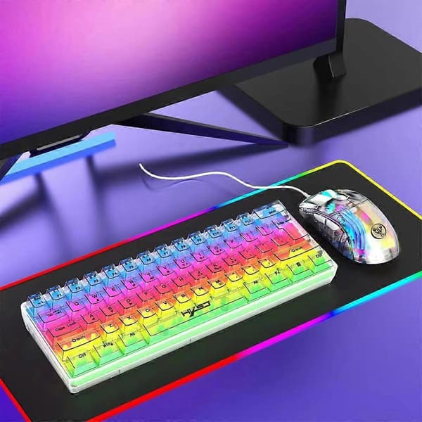 Mini 60 % kompakti 61 näppäimen läpinäkyvä pelinäppäimistö PC/Mac-koneille