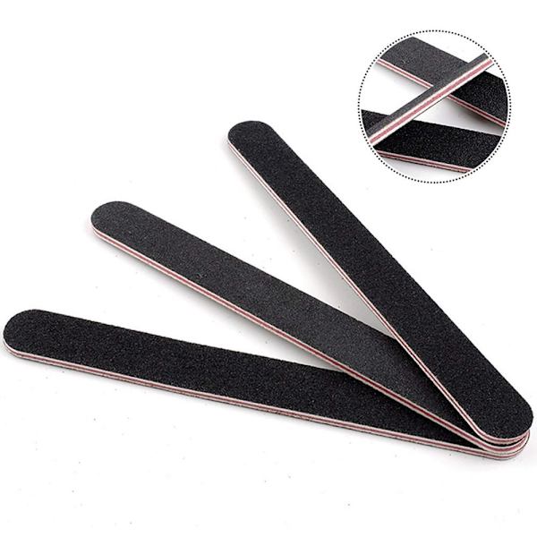 Nagelfil 10 st Professionell Dubbelsidig 100/180 Grit Nagelbuffer Emery Board Svart Manikyr Pedikyr Verktyg och Nagelbufferfilar