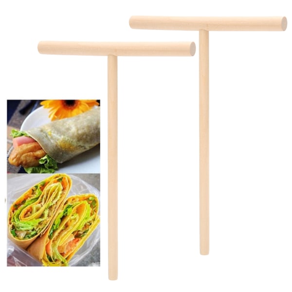 2 st T-formade träpannkakssmetsspridare Crepe-spridare Spatel för köksanvändning