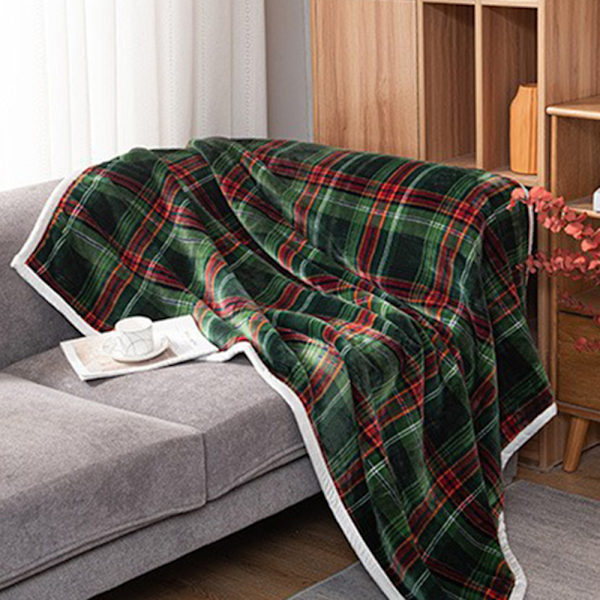 Hemborstad Borstad Överkast Vändbar Sherpa & Borstad Fleece, Lätt Dekoration för Säng eller Soffa, Nordisk Midnatt