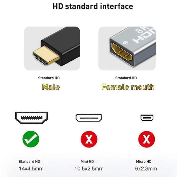 Converter Extender -kompatibel Kabel Forlænger Adapter 8k@60hz -kompatibel Hun Til Hun Til Pc