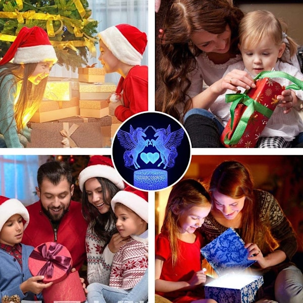 Fantasy Enhörningslampa, 3D-Illusion Lampa med Smart Touch-Brytare för Flickors Sovrum, LED-Ljuskälla med Dubbla Strömlägen, Dekorativ Lampa för Barn