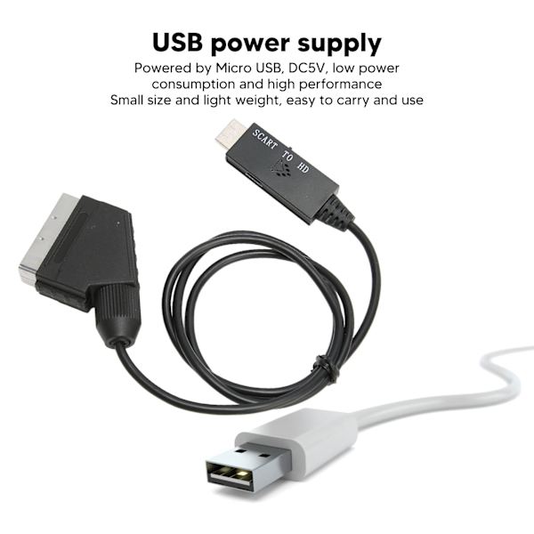 SCART - HD Multimedia Interface -muunnin HD 1080P SCART - HD Multimedia Interface -sovitinkaapeli äänelle ja videolle DC 5V
