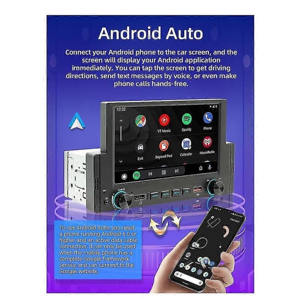 1din 6.2 tuuman näyttö Carplay Android-auto Autoradio Bluetooth Mp5-soitin 2usb Fm-vastaanotin Hea