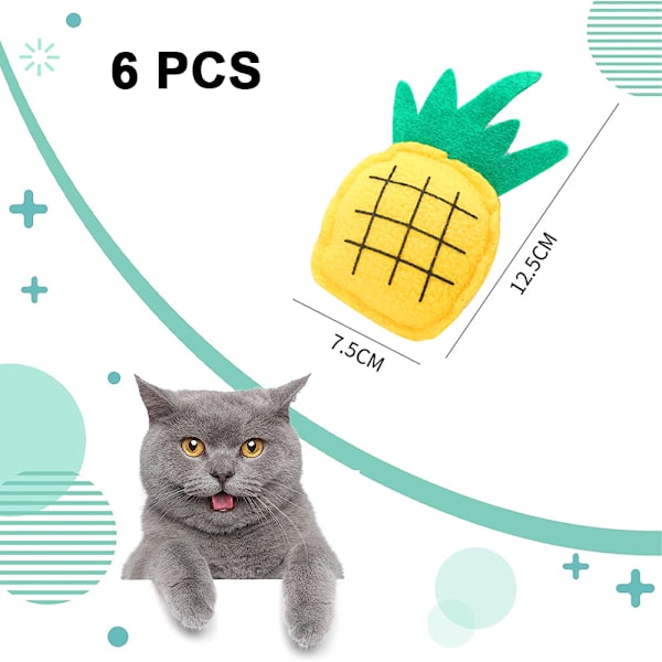 6 st inomhus kattleksaker katt leksaker kuddar söta plyschleksaker