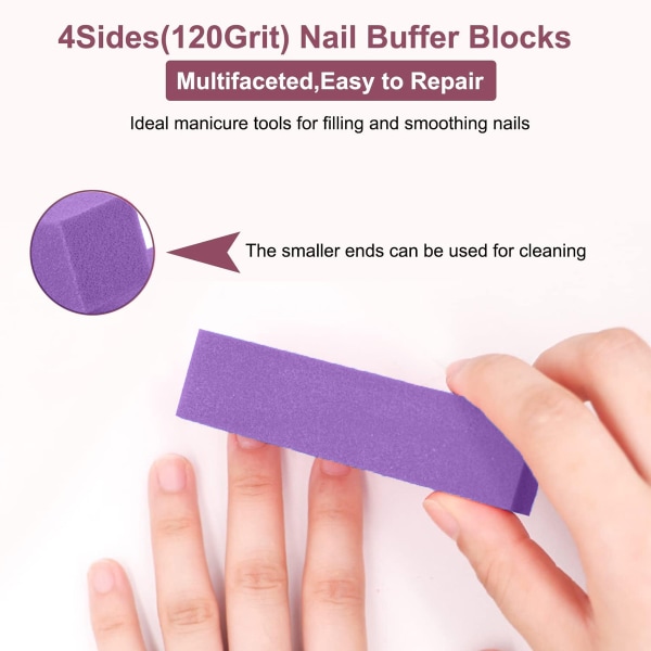 20 st nagelbufferblock för akryl- och naturnaglar, 4-sidig