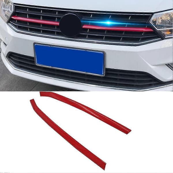For 2016 2017 2018 Bil Frontfanger Grill Trim Deksel Stripe Dekorasjon Rød