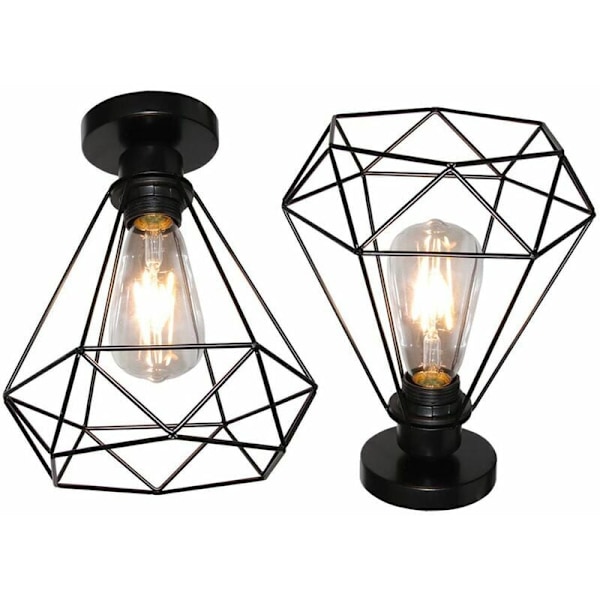 Halvinfälld taklampa för lantligt kök sovrum, vintage taklampa industriell metallbur med dekorativ effekt högkvalitativ metall enkel