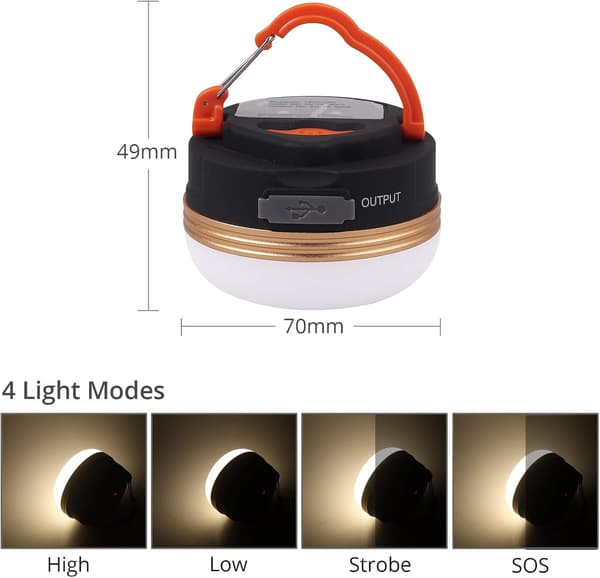 1 Pakke Campinglykt Lantern LED Vanntett USB Oppladbar Lampe