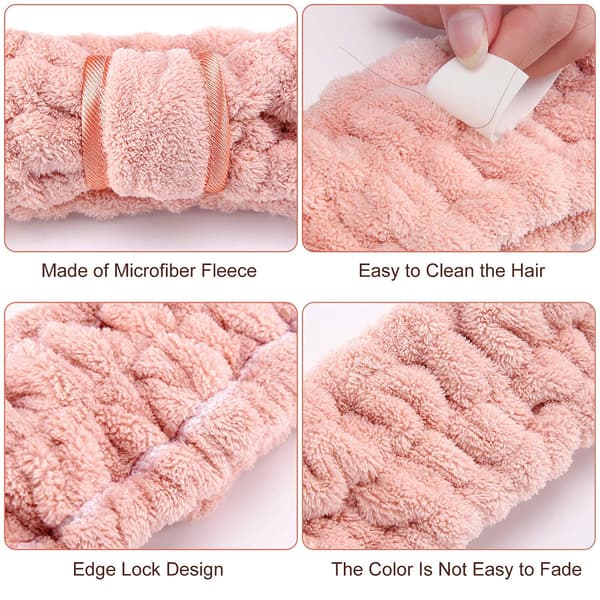 4-pack Mikrofiber Spa Ansiktsmakeup Pannband Elastiska (Kaffe, Kh
