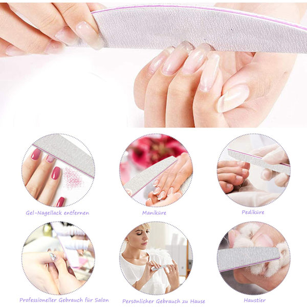 Paket med 10 nagelfiler för gelnaglar, professionella nagelfilar 100/180, filar för gelnaglar, nagelbuffertblock, dubbelsidig nagelfil, professionell,