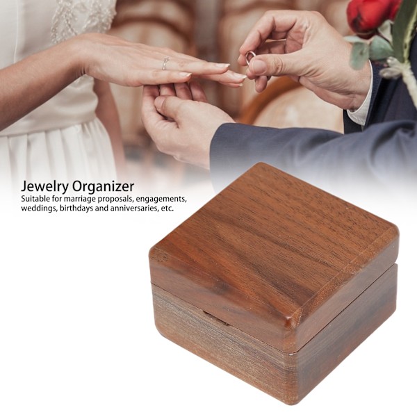 Träringlåda Smyckesförvaring Display Case Organizer för Förslag Bröllopsceremoni