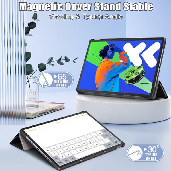 Lenovo Tab M10 FHD Plus Tåligt Tri-fold Läderfodral - Grå Silver