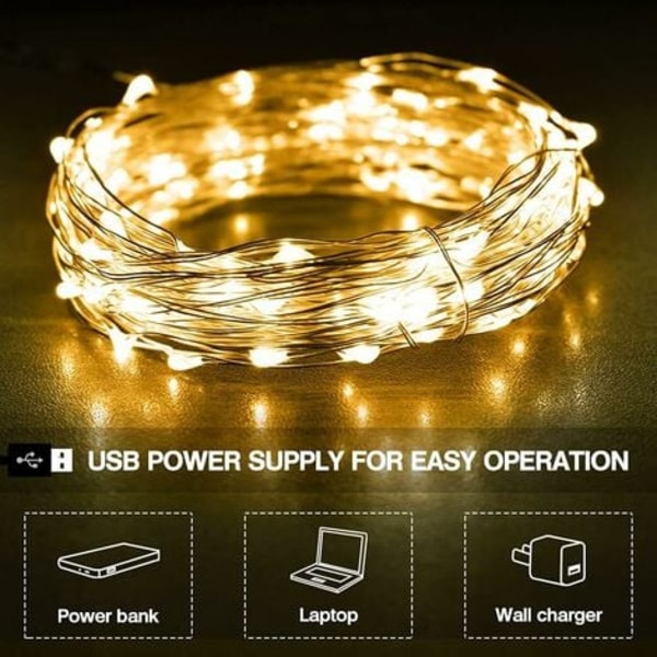 Ljusslinga, LED-ljusslinga 20M 200 LED IP65 Vattentät, Ljusslingor Micro LED Dekoration för Sovrum Jul Bröllop Fest Födelsedag