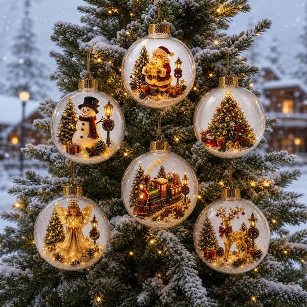 3D Julekugle med lys, juletræspynt – Juletræ 1 Christmas tree 1