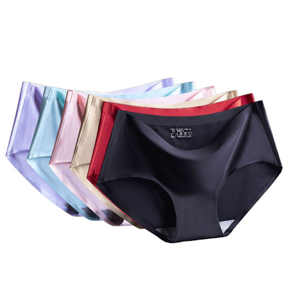 Blandade XXL 6PCS Ice Silk Trosor Mid Waist Andningsbar Elastisk Mjuk Andningsbar Underkläder för Kvinnor