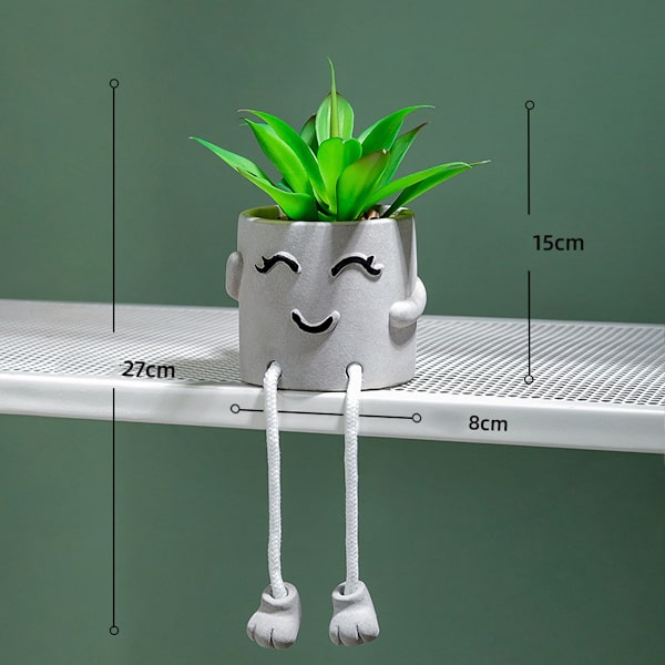 Søt uttrykksimulerende grønn plante bonsai kunstig pottet