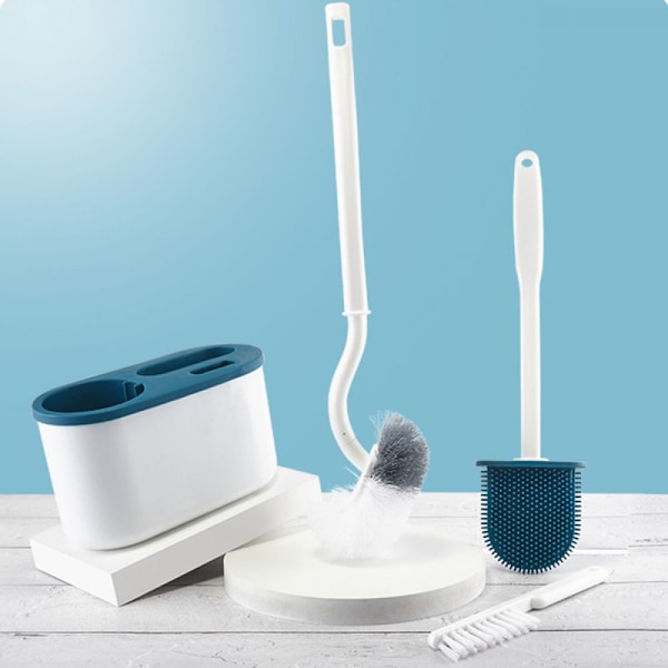 3-i-1 Toalettborstkombination, Modern Badrumstillbehör med Täta Silikonborst, Ventilationsöppningar för Snabb Torkning, Plunger utan Gummilukt för