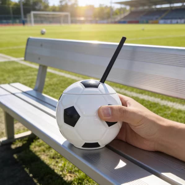 Fotballformet kopp med VM-tema: Kreativ supporterutstyr vannkopp - 450 ml