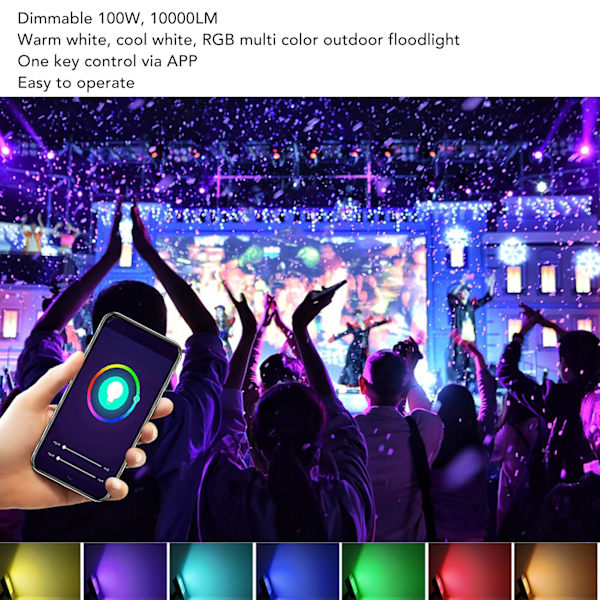 LED-ulkovalaisimet Bluetooth RGBCW -värimuutoksella, sopii lavavalaistukseen, ohjattavissa sovelluksella, ulkokäyttöön puutarhaan 85‑265V