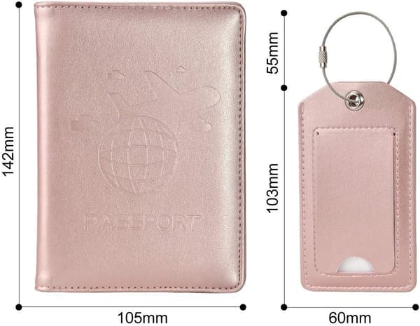 Skyddar passfodral, (Rose Gold) RFID-blockerande reseskydd