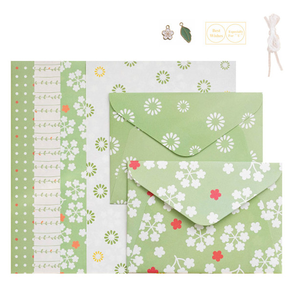 1 set inklusive brevpapper och kuvert Brevpapper: 25CM * 17.6CM, kuvert: 18CM * 13CM