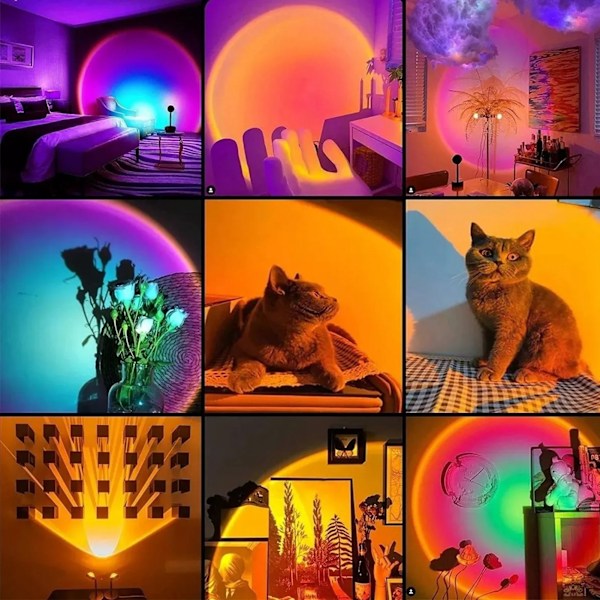Stemningsfull Projektorlampe 16 Farger 180° Rotterbar Fjernkontroll RGB Projeksjonslys for Soverom