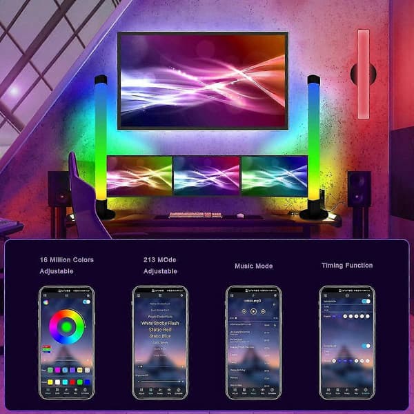 Rgb Lys Bar Gaming Ambient Lys Bluetooth Tv Baggrundsbelysning Led Effekt Med Musik Synkronisering Til Pc Tv Rum