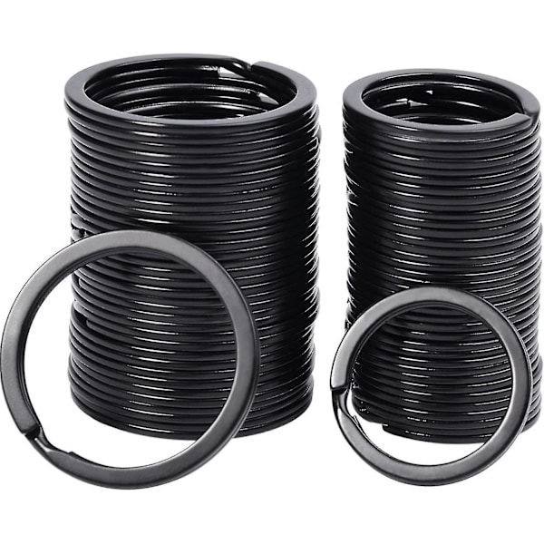 Litteät avaimenperät Avaimenperärenkaat Metalliset halkeavat renkaat Avaimenperät Avaimenperärenkaan halkeavat renkaat Auton ja kodin avaimille, koiran tarroille, 35 mm ja 25 mm, musta, 40 kpl