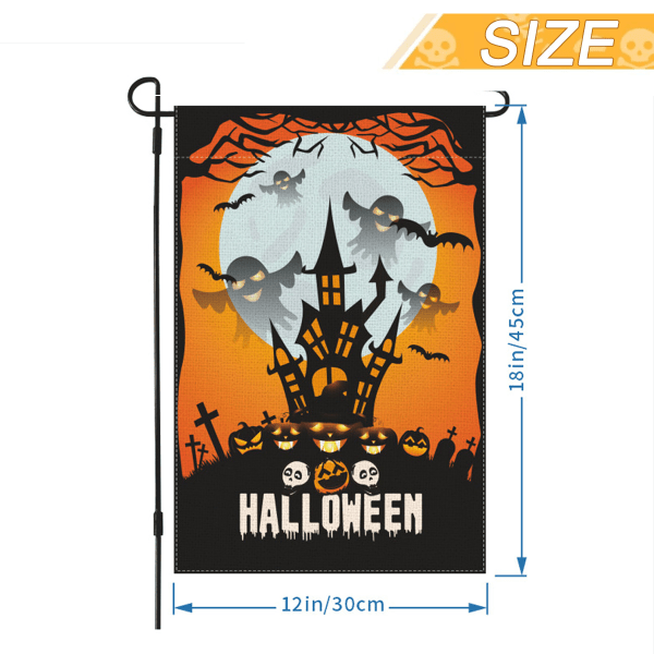 Halloween Haveflag 12 x 18 Tommer, Halloween Flag Burlap