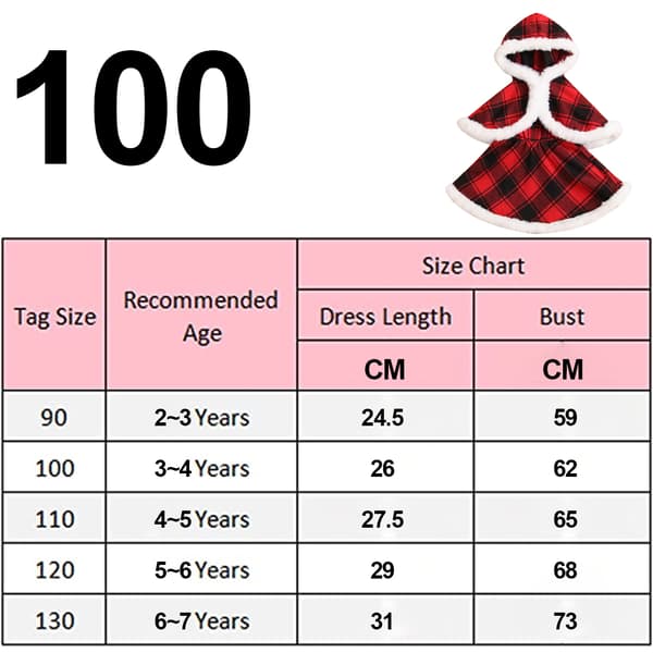 Holiday Pige Kjoler Plaid, Julekostume red 100cm