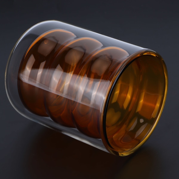 200 ml Dubbelskikts Glasmugg Värmebeständig 3 Dimensionell Spiralmugg för Kontor Hem Skola (Gul )