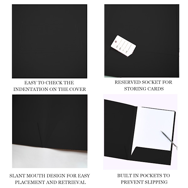 Fickmapp L-formad mapp med fasad design Inbyggd ficka Bekväm att sätta in papper Mapp Dubbel plugg Brunt papper