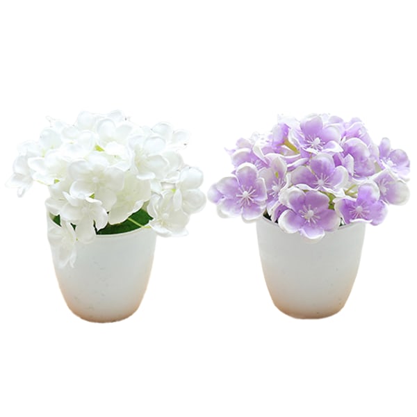 2 stk. simulerte små hortensia bonsai silkeblomster simulering