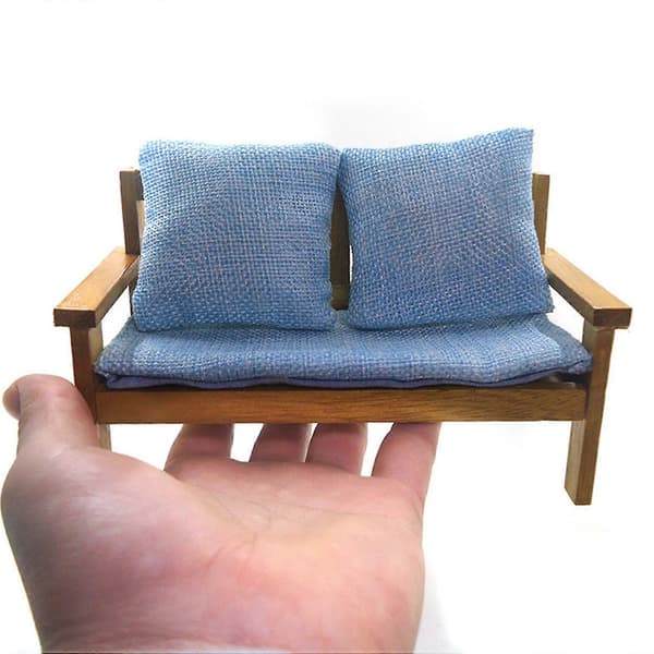 1/12 Dockskåpsmöbler Miniatyr Tyg Dubbelsoffa För 1/12 Dockhus Sovrumsmöbler Tillbehör