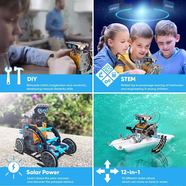 STEM Pedagogisk Leksak, Solcellsdrivna Robotar För Barn, DIY Vetenskapskit, Pedagogisk Gåva, Robotset, Lärande Genom Lek, Giftfria ABS-Material